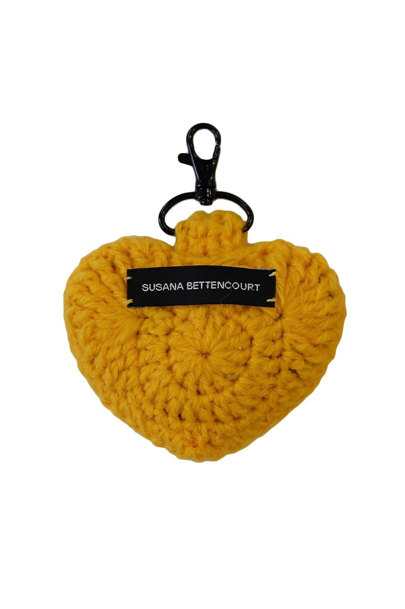 Yellow Crochet Heart Keychain image 0