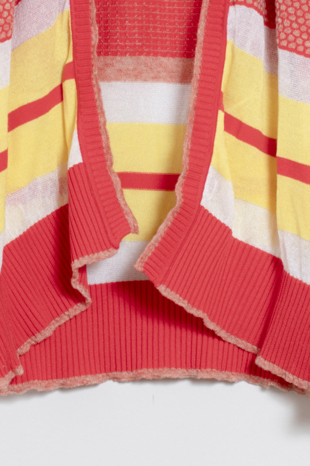 KNITWEAR JACQUARD CARDIGAN IN RED WITH STRIPES image 1