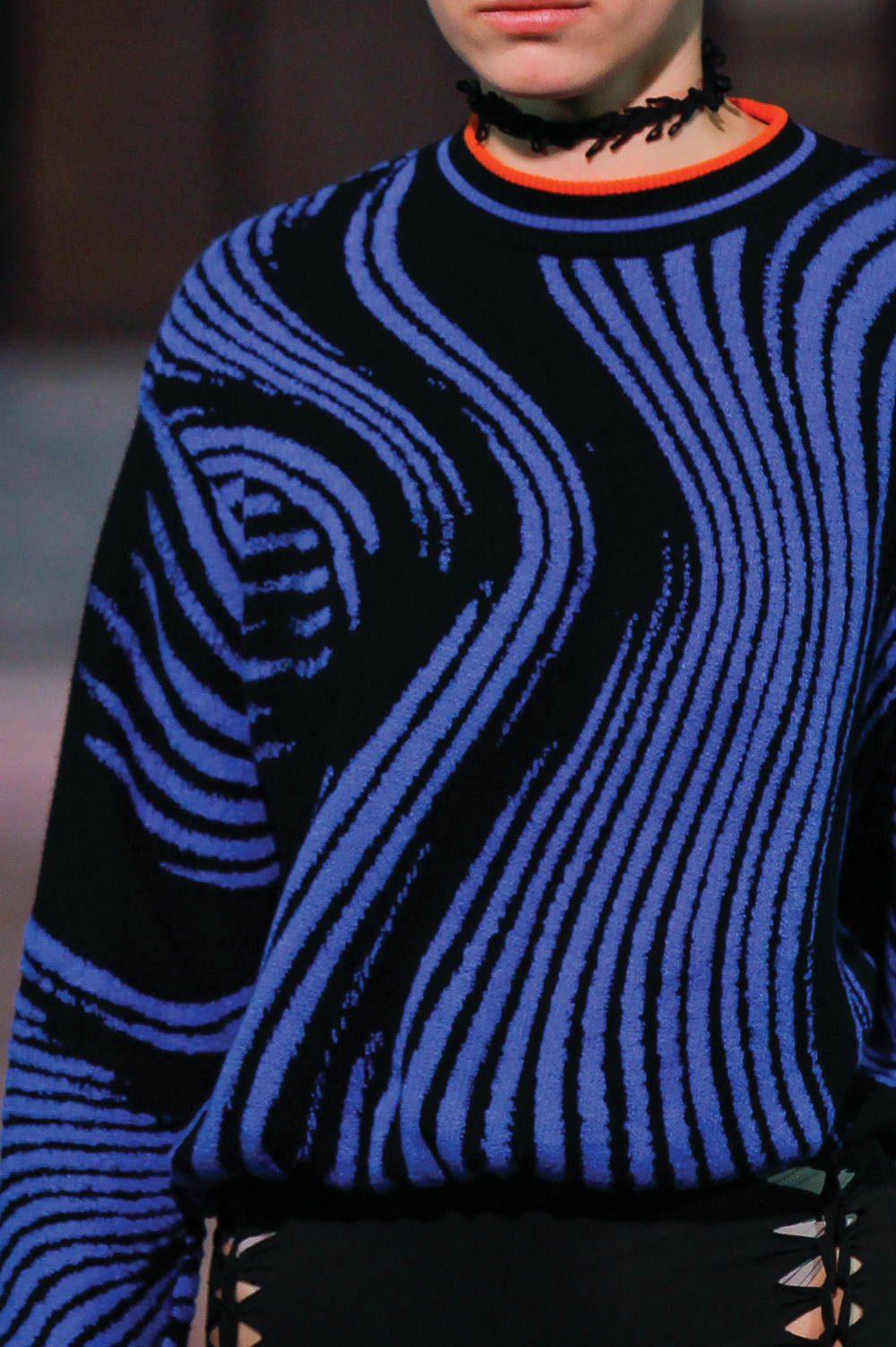 Knitwear Jacquard sweater in black and blue image 1