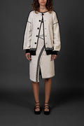 KNITWEAR JACQUARD CARDIGAN IN WHITE WITH FRONT BUTTONS image 0