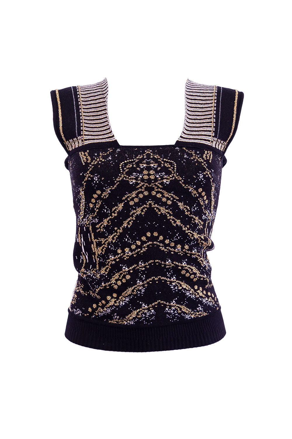 JACQUARD TOP WITH STONES EMBROIDEY DETAIL image 3