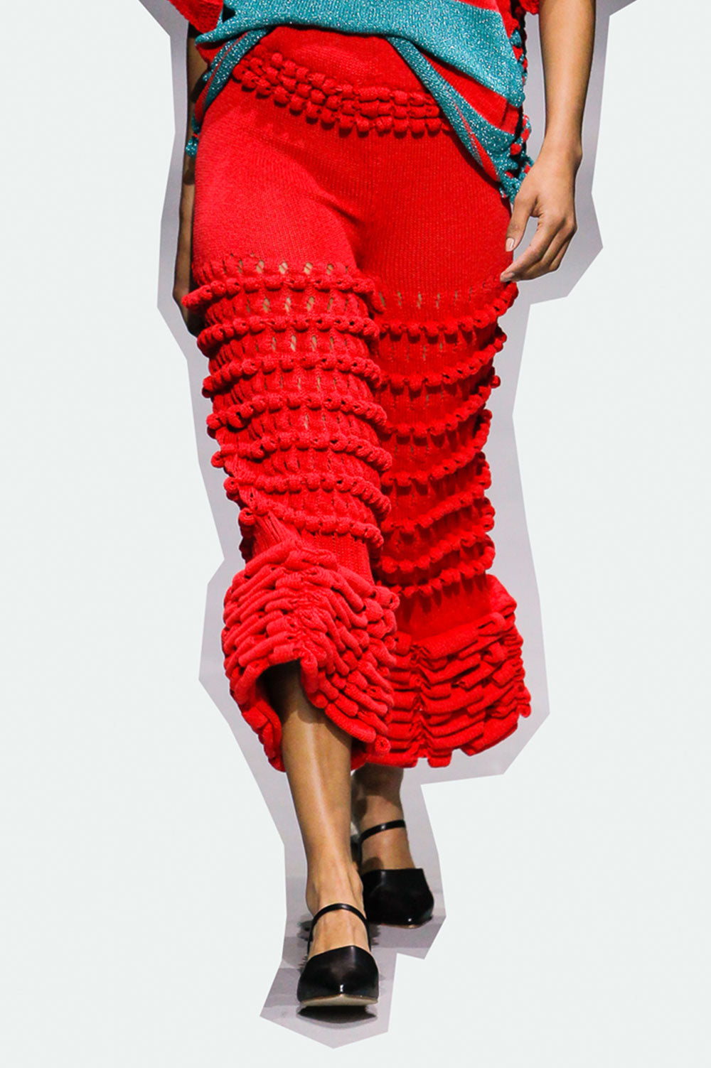 PINK HANDMADE KNIT TROUSERS WITH DIFFERENT STITCHES image 0