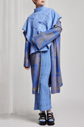 KNITWEAR JACQUARD KIMONO IN BLUE AND GREY image 0