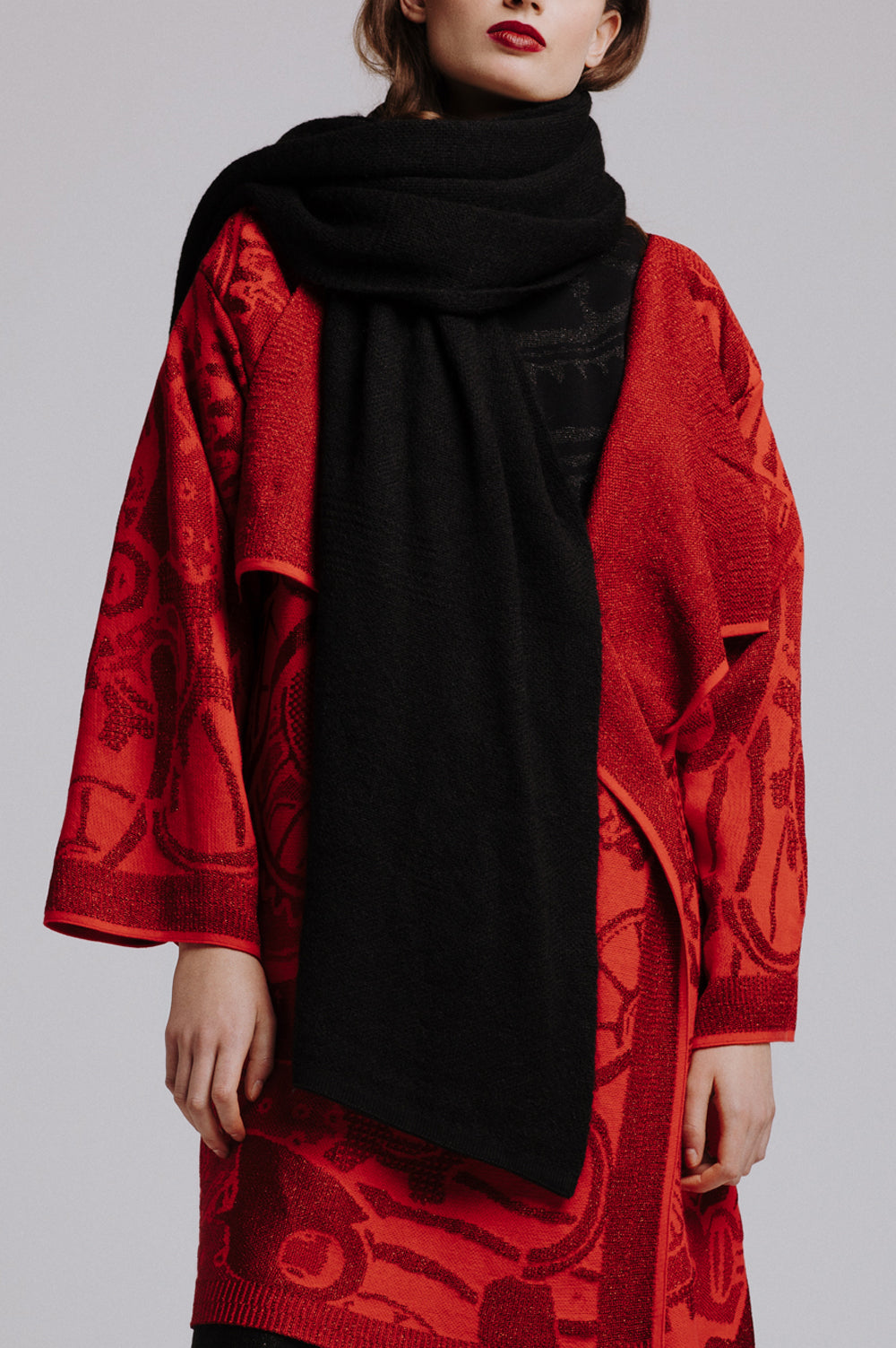 BLACK IN BLACK KNITWEAR JACQUARD SCARF image 0