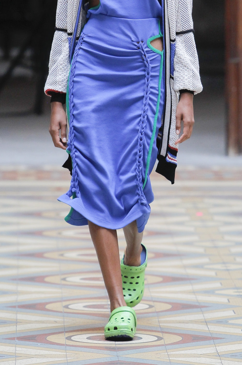 KNITWEAR RIB SKIRT IN BLUE WITH BRAIDING EFFECT image 0