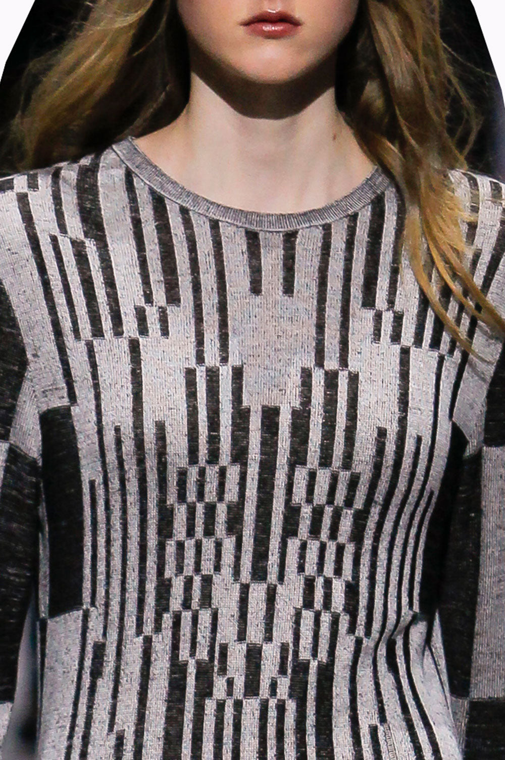 MOCK RIB MIDI DRESS IN BLACK AND GREY image 4