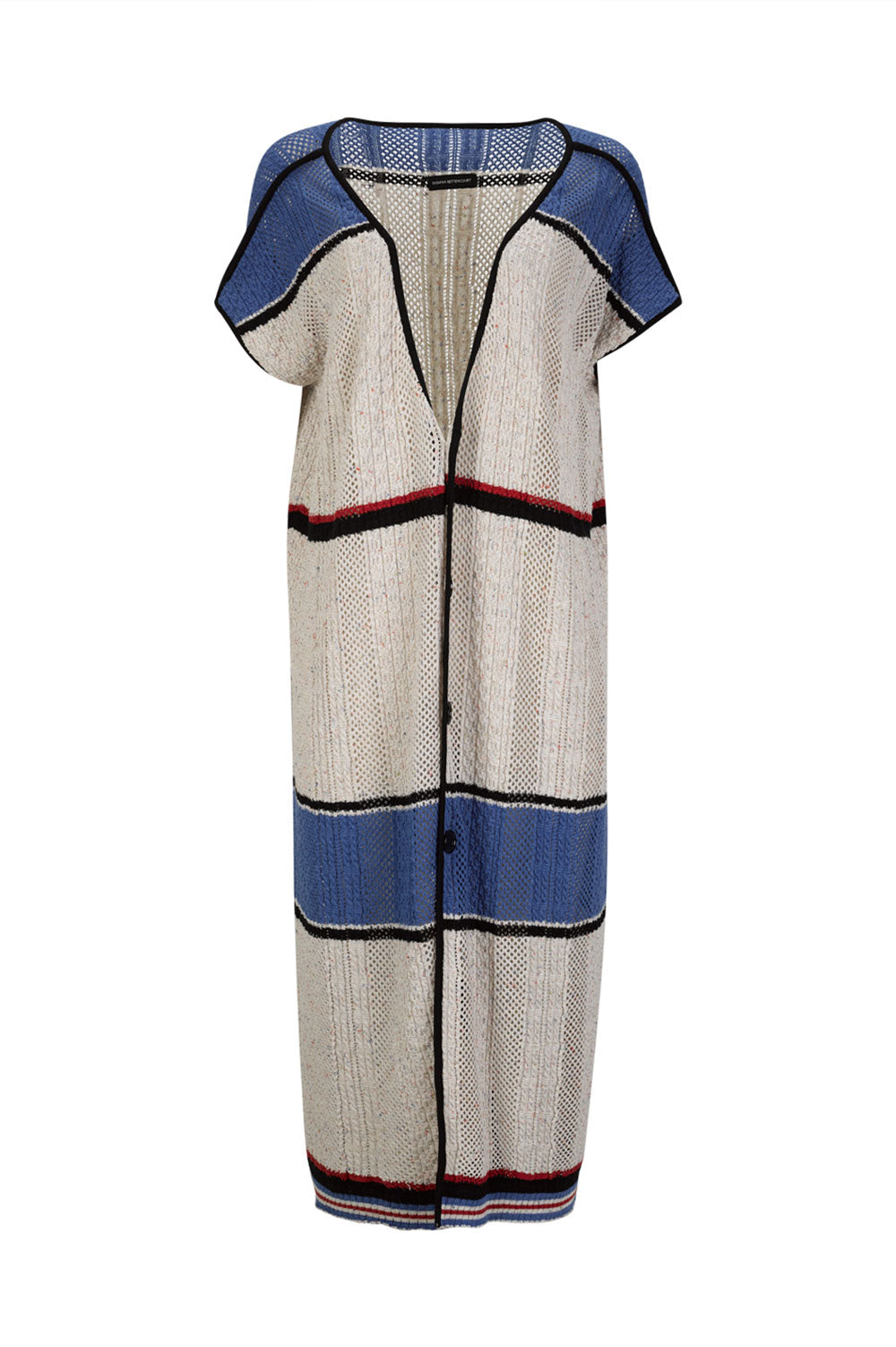 TUCK STRUCTURED KNITWEAR LONG ARMHOLE VEST IN BEJE image 2