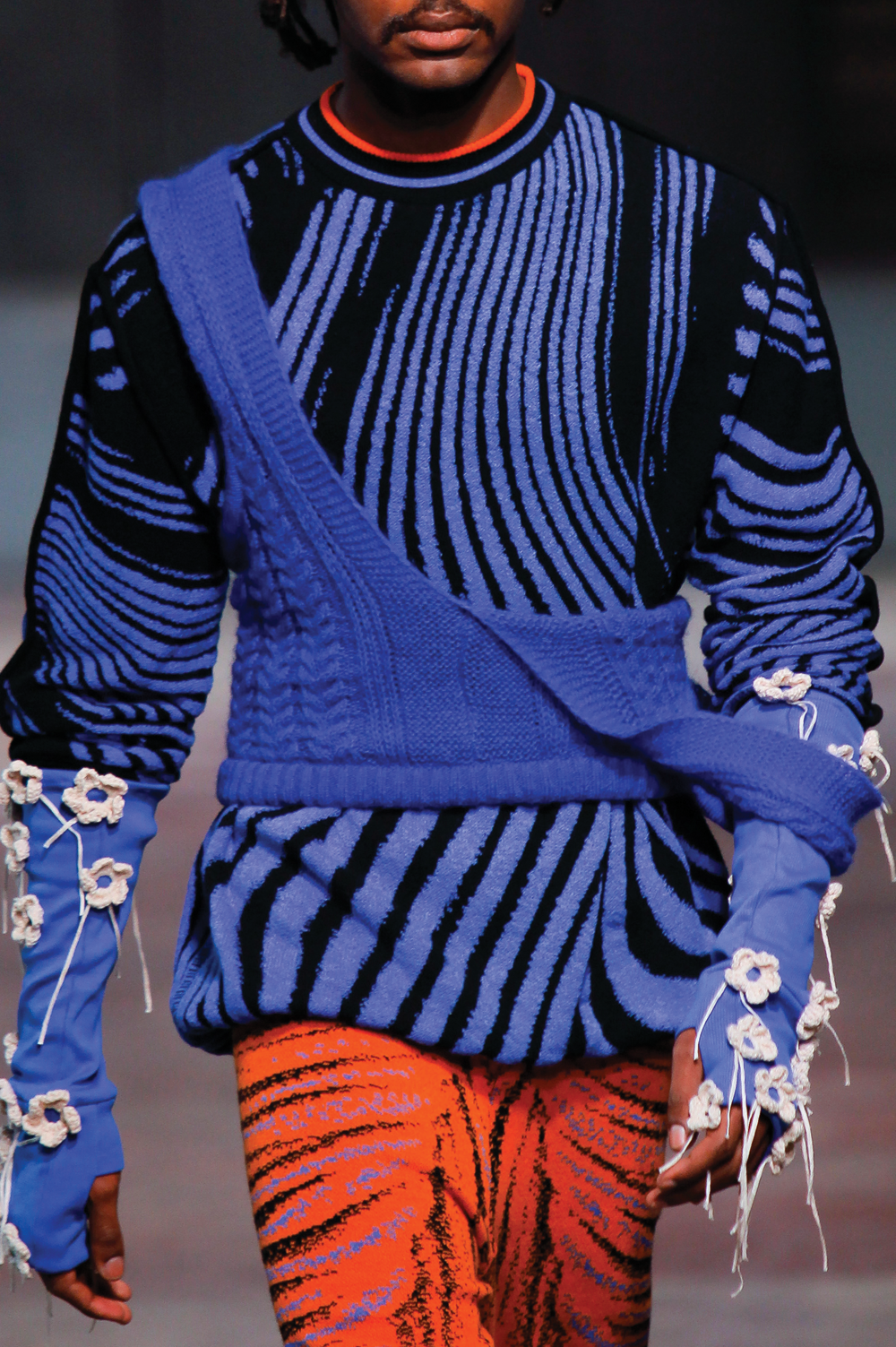 Knitwear Jacquard Male sweater in black and blue image 0