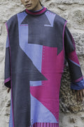Jacquard Knitwear Poncho In Pink, Blue And Grey image 0