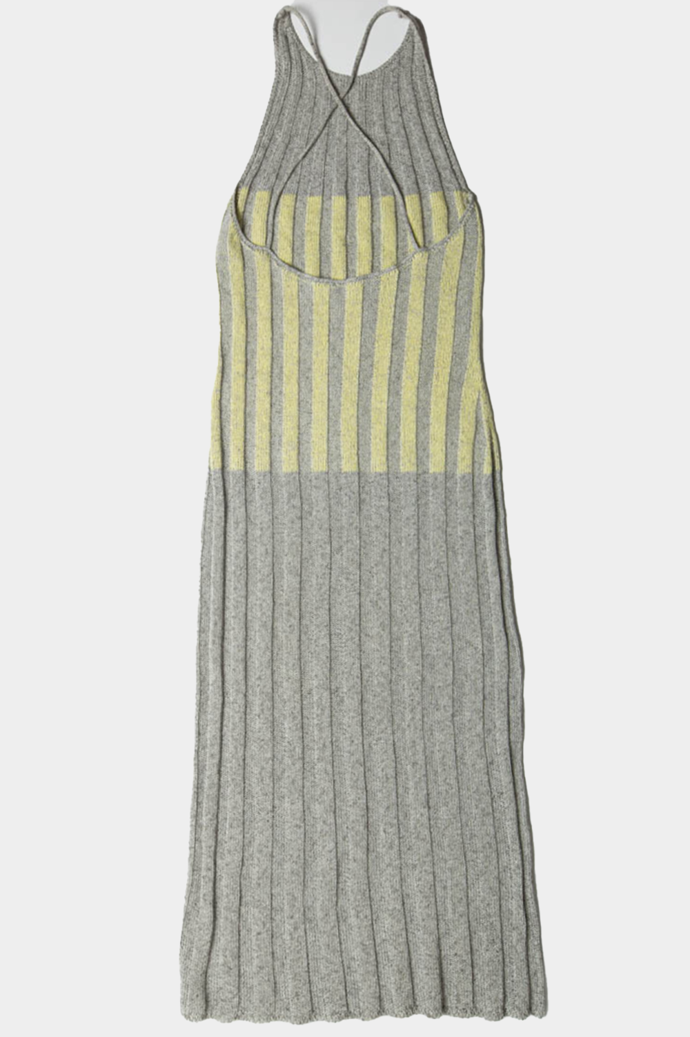 Hand knit summer dress in grey, green and a touch of shine image 1