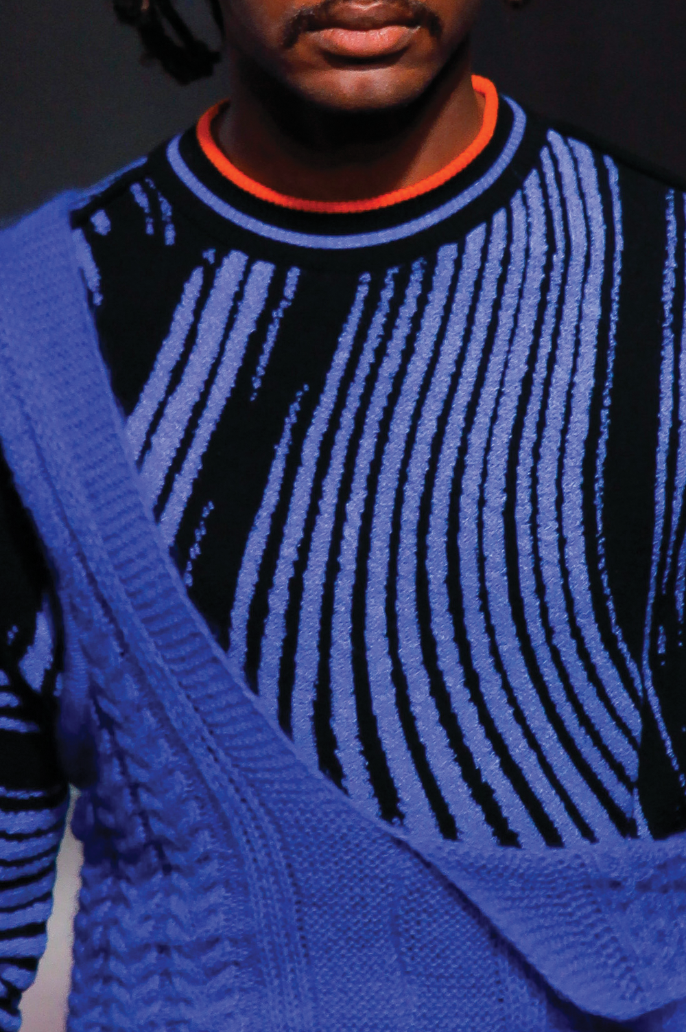 Knitwear Jacquard Male sweater in black and blue image 1