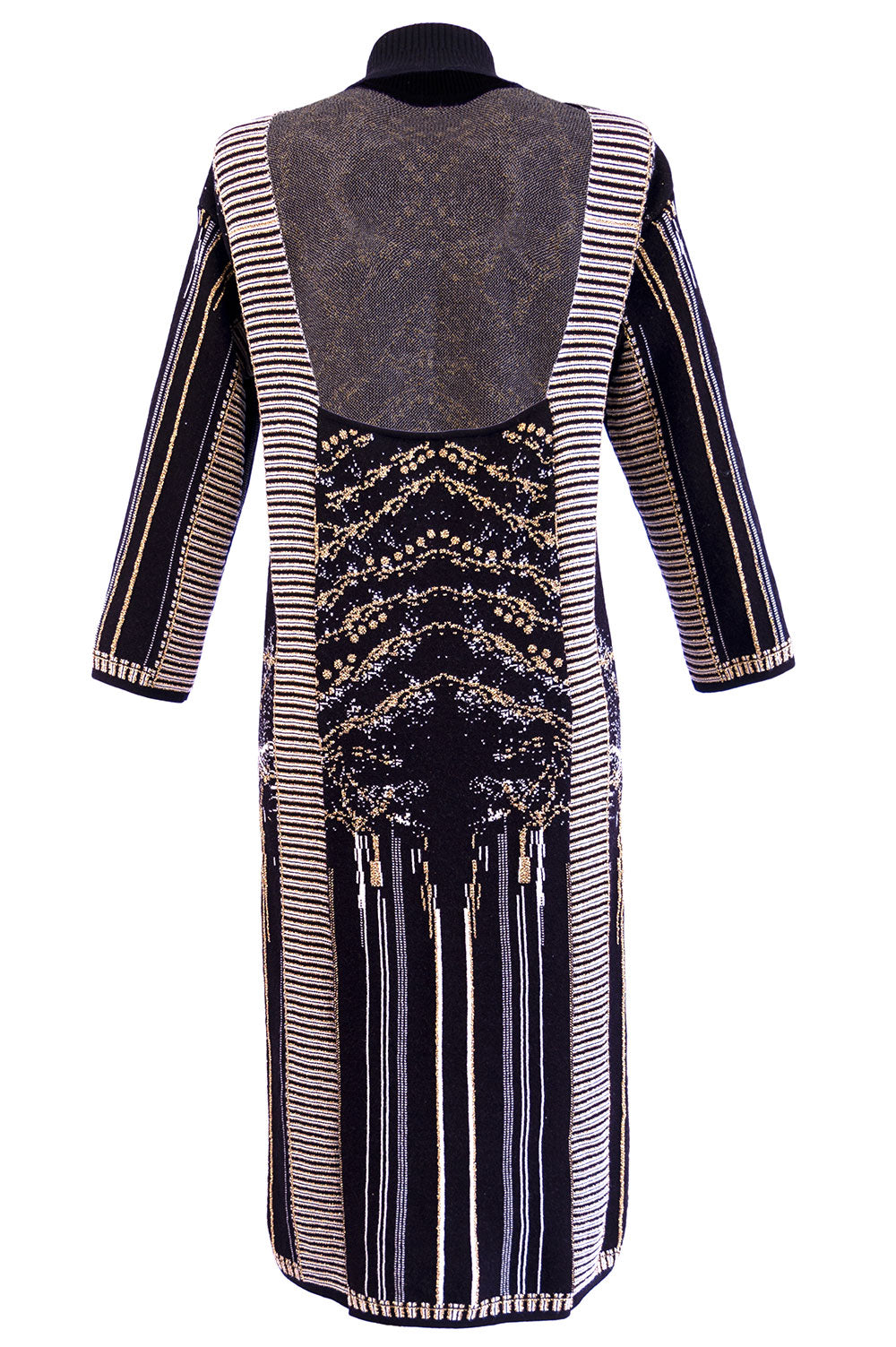 OPEN-BACK GOLD AND BLACK JACQUARD PARTY DRESS image 8