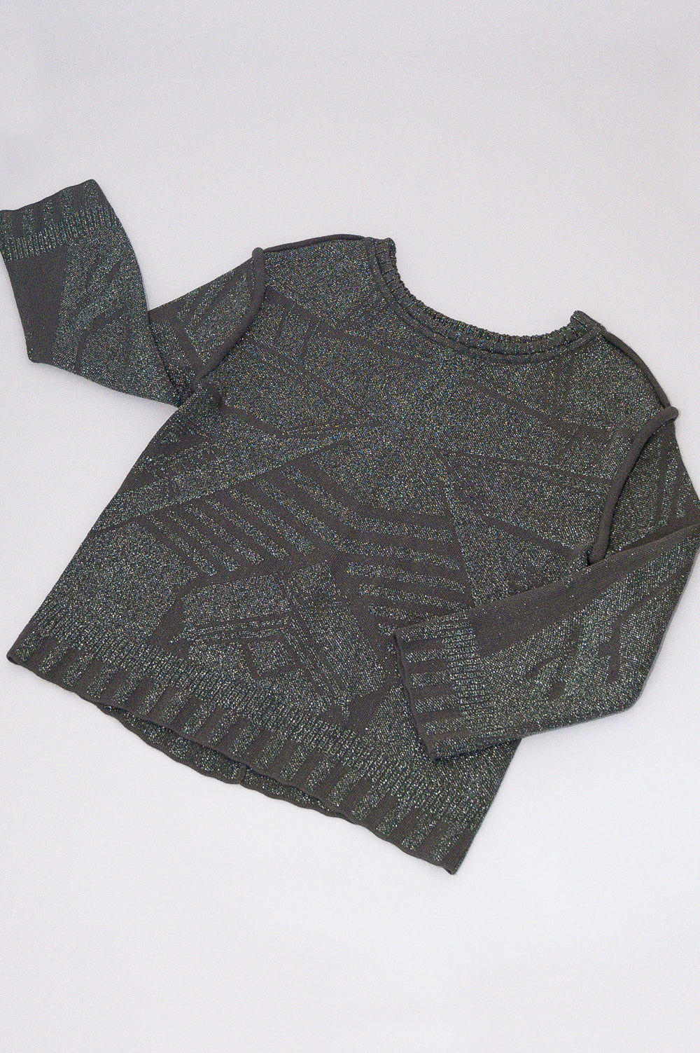 Knitwear Jacquard SWEATER in shiny grey image 2