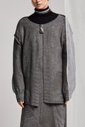 Knitwear Jacquard puff sleeve KIMONO in shiny grey image 0