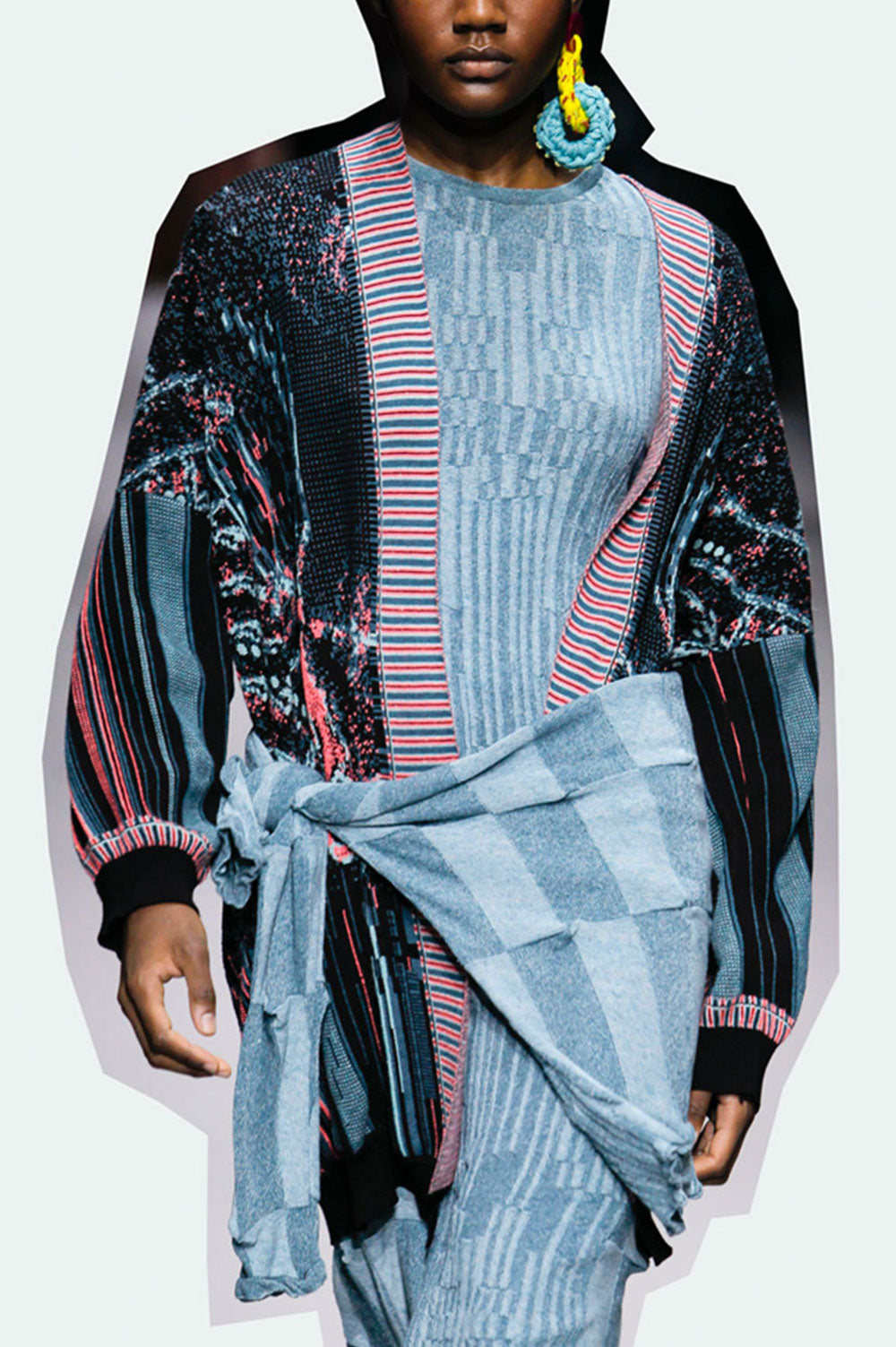 MOCK RIB MIDI DRESS IN BLUE image 4