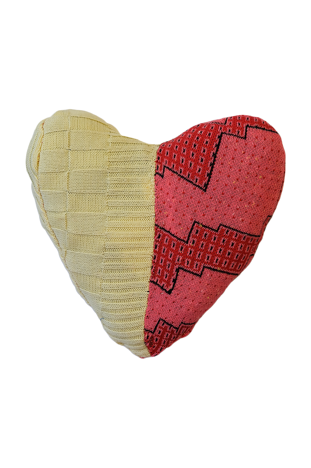 Red and Yellow Patchwork Jacquard Heart-Pillow image 1