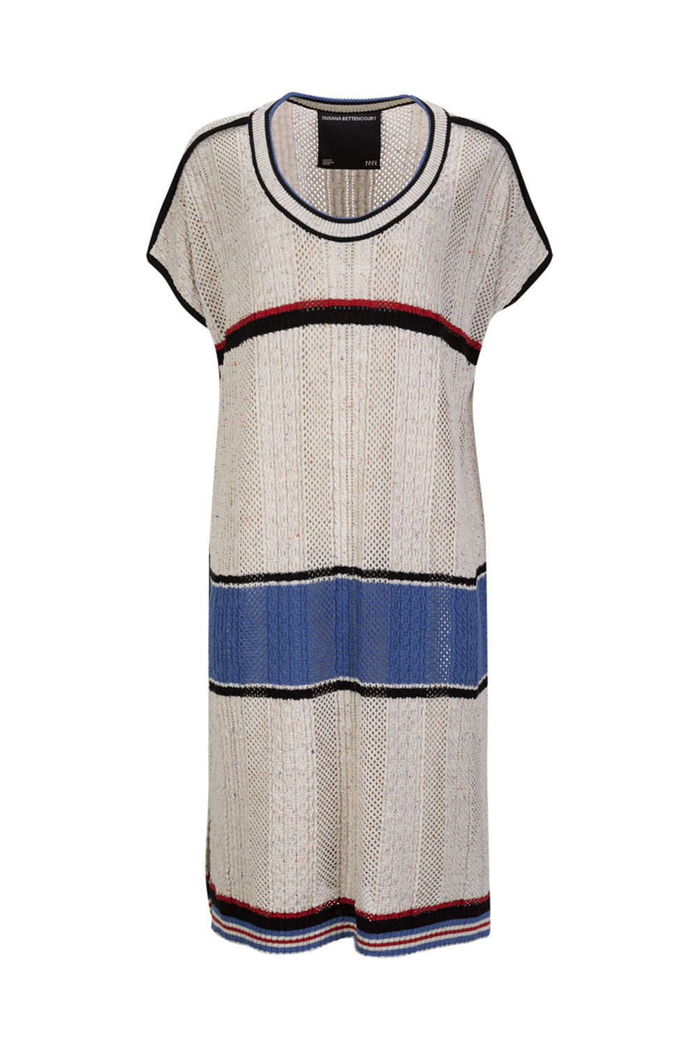 TUCK STRUCTURED KNITWEAR DRESS WITH DEEP ROUND NECK image 2