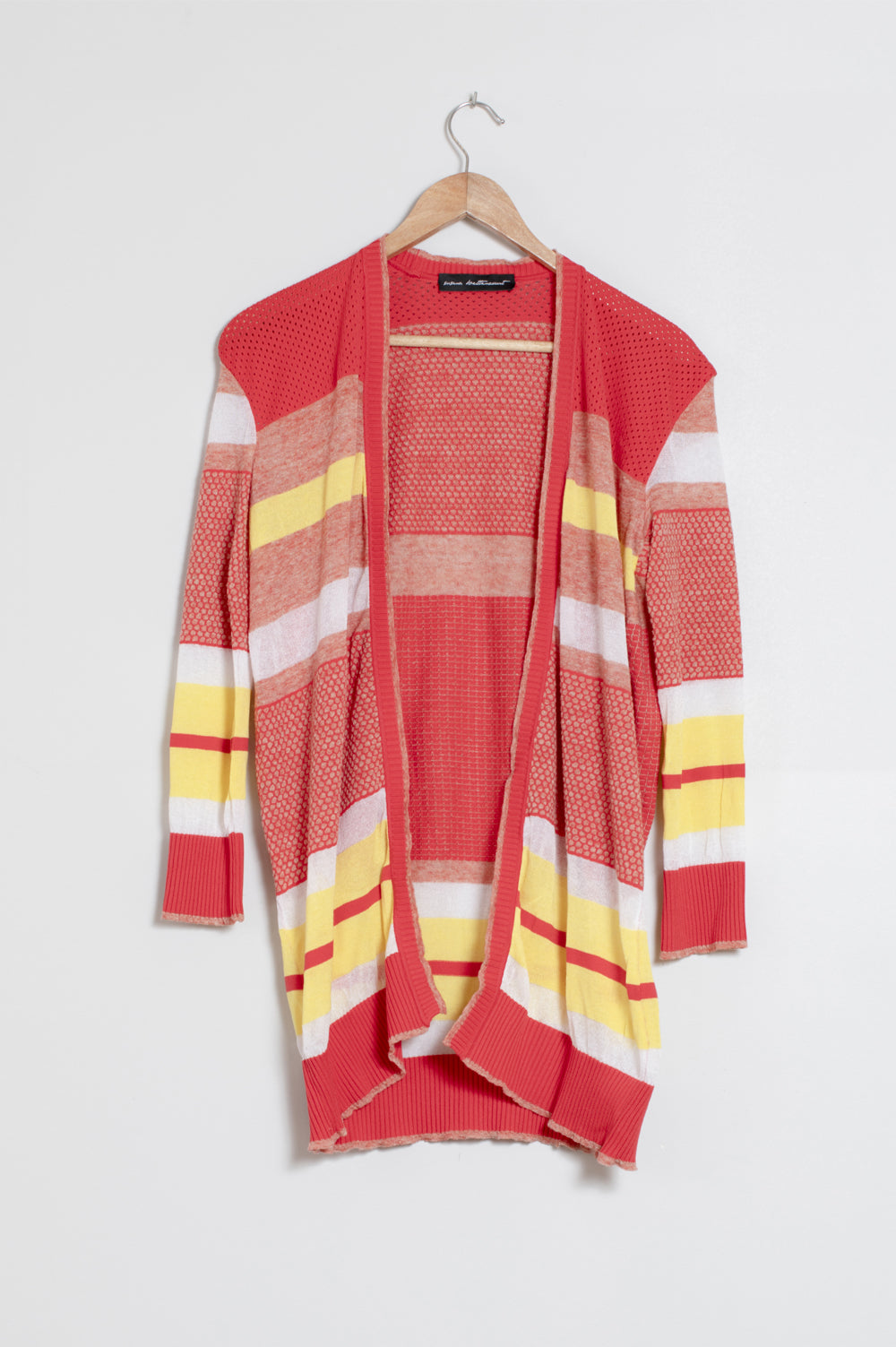 KNITWEAR JACQUARD CARDIGAN IN RED WITH STRIPES image 0