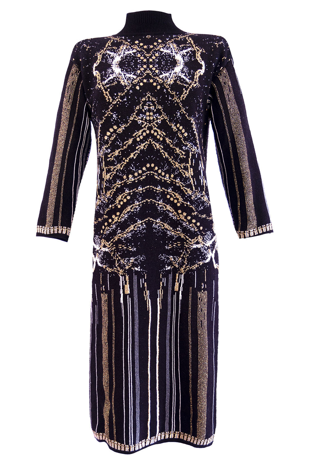 OPEN-BACK GOLD AND BLACK JACQUARD PARTY DRESS image 5