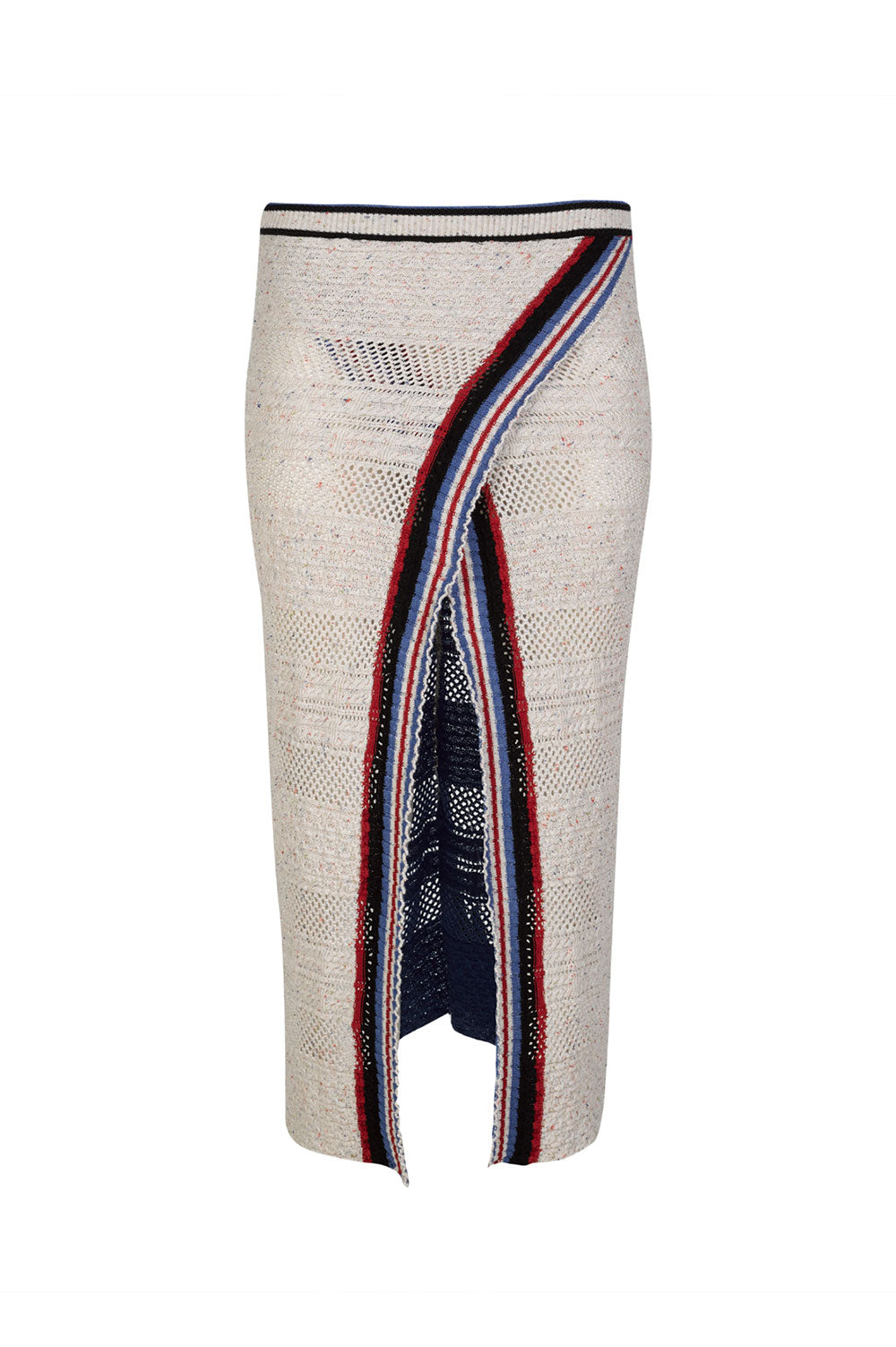 TUCK STRUCTURED KNITWEAR SKIRT IN BEJE WITH FRONT SLIT image 3