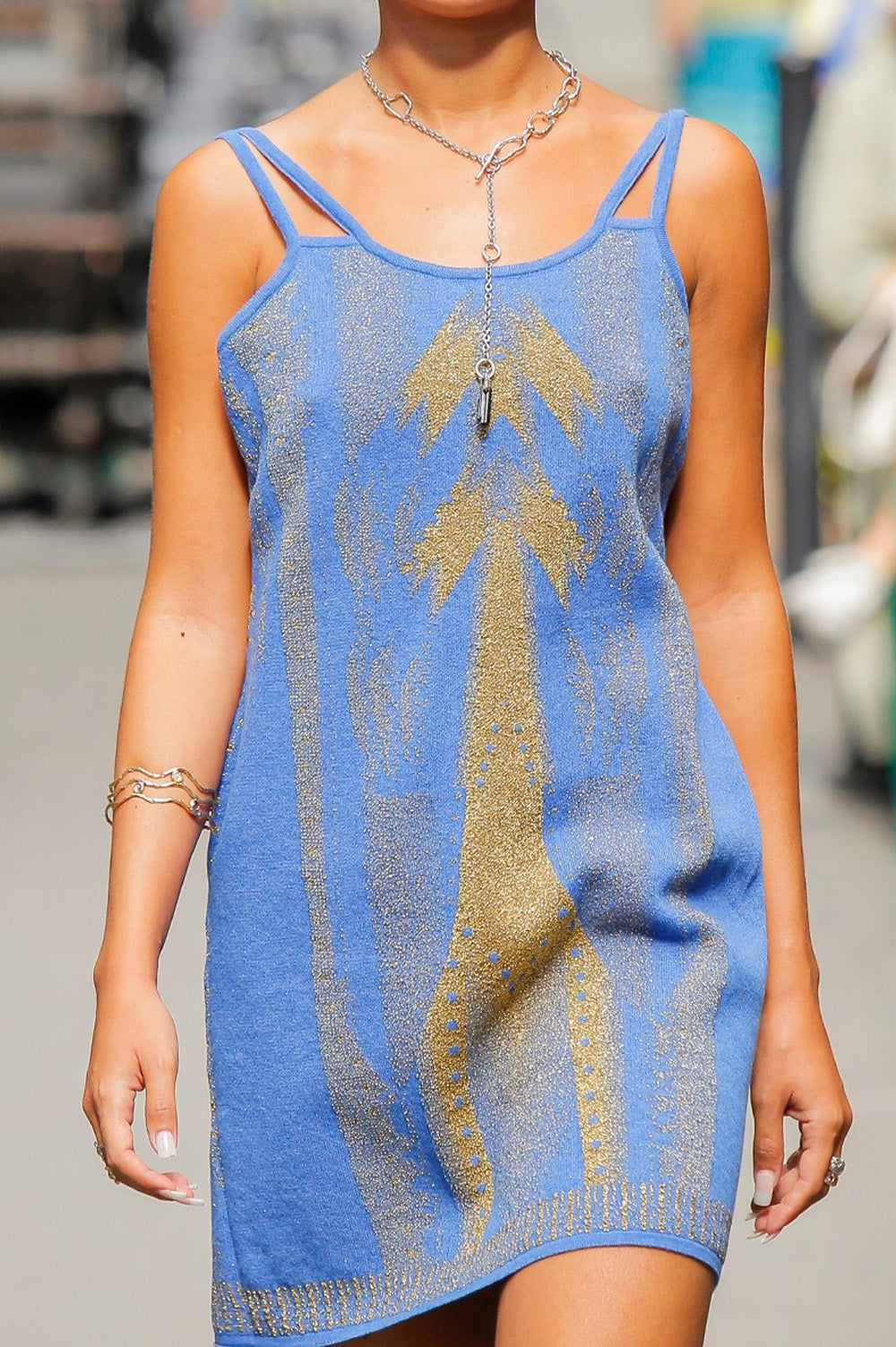 Gold Body Jacquard Mini Dress image 0