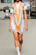 Clowd jacquard dress with openning back image 0