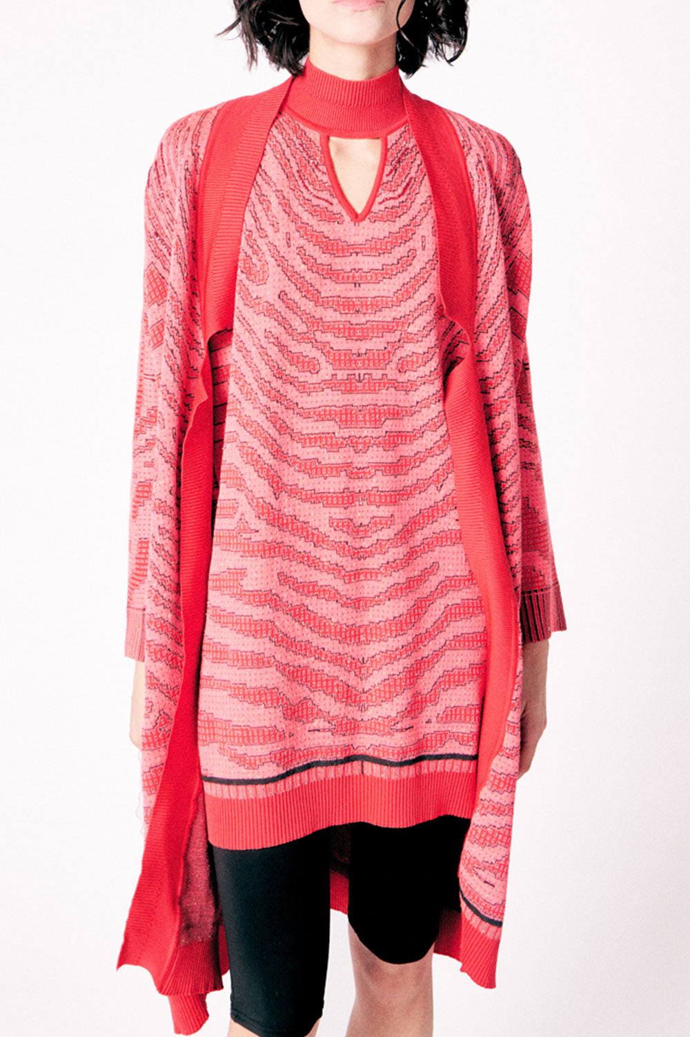 JACQUARD mini dress WITH V NECK DETAIL image 0