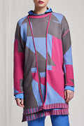 Knitwear Jacquard KIMONO in pink, blue and grey with long sleeves image 0