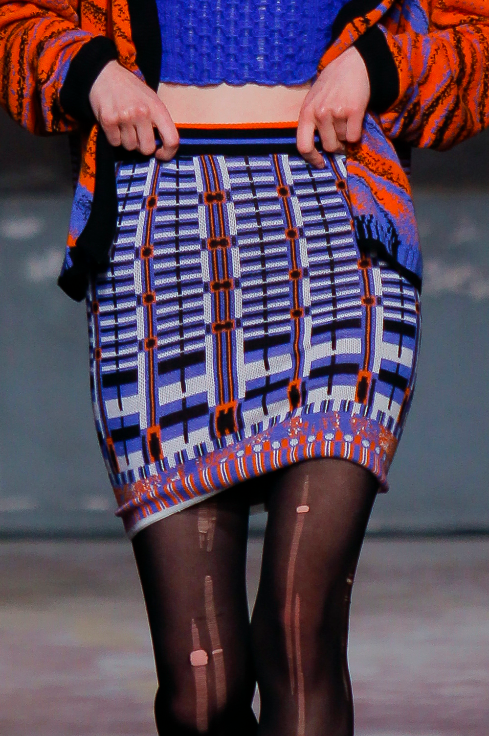 Knitwear Jacquard Skirt with geometric pattern image 0