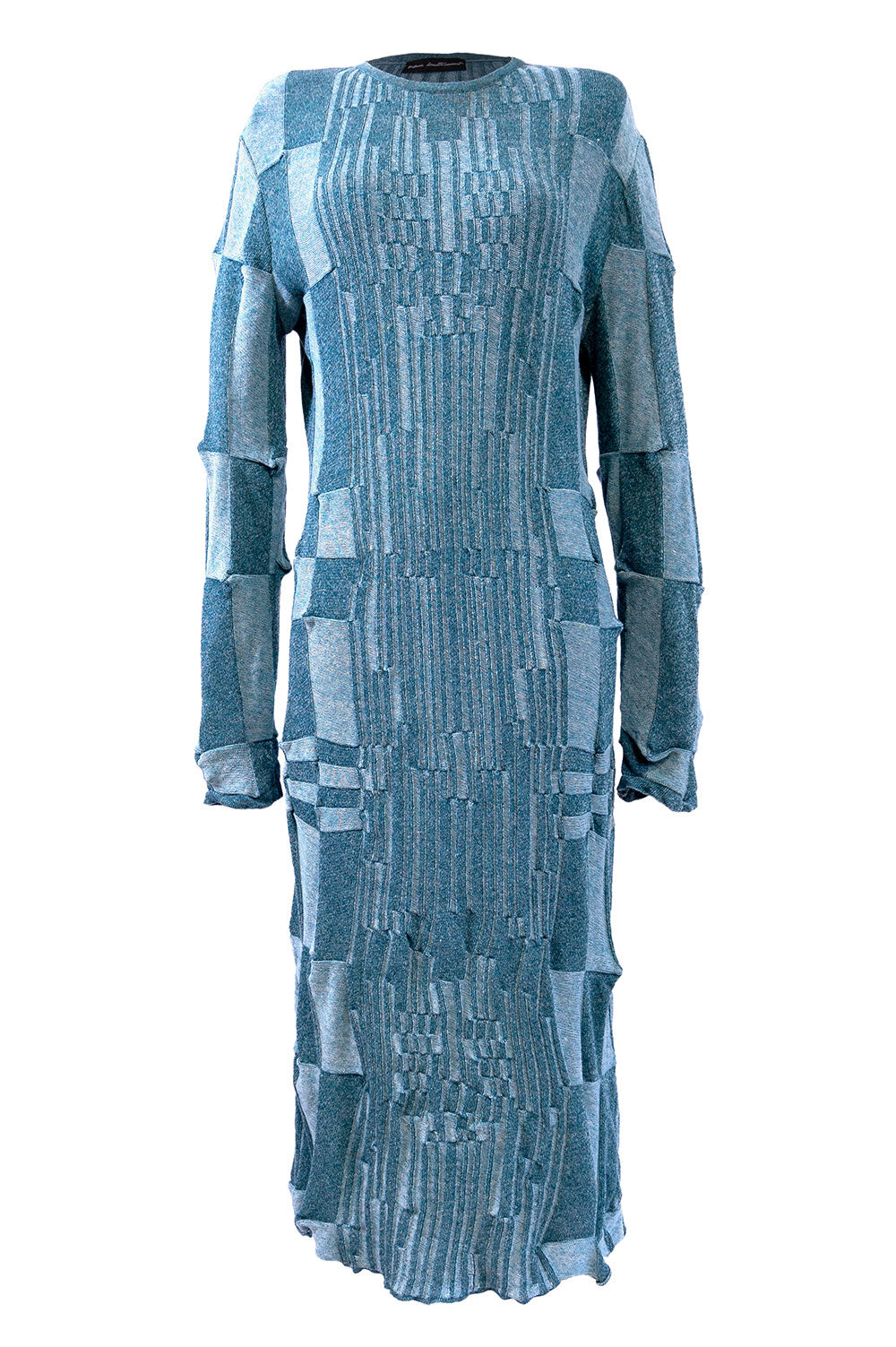 MOCK RIB MIDI DRESS IN BLUE image 2