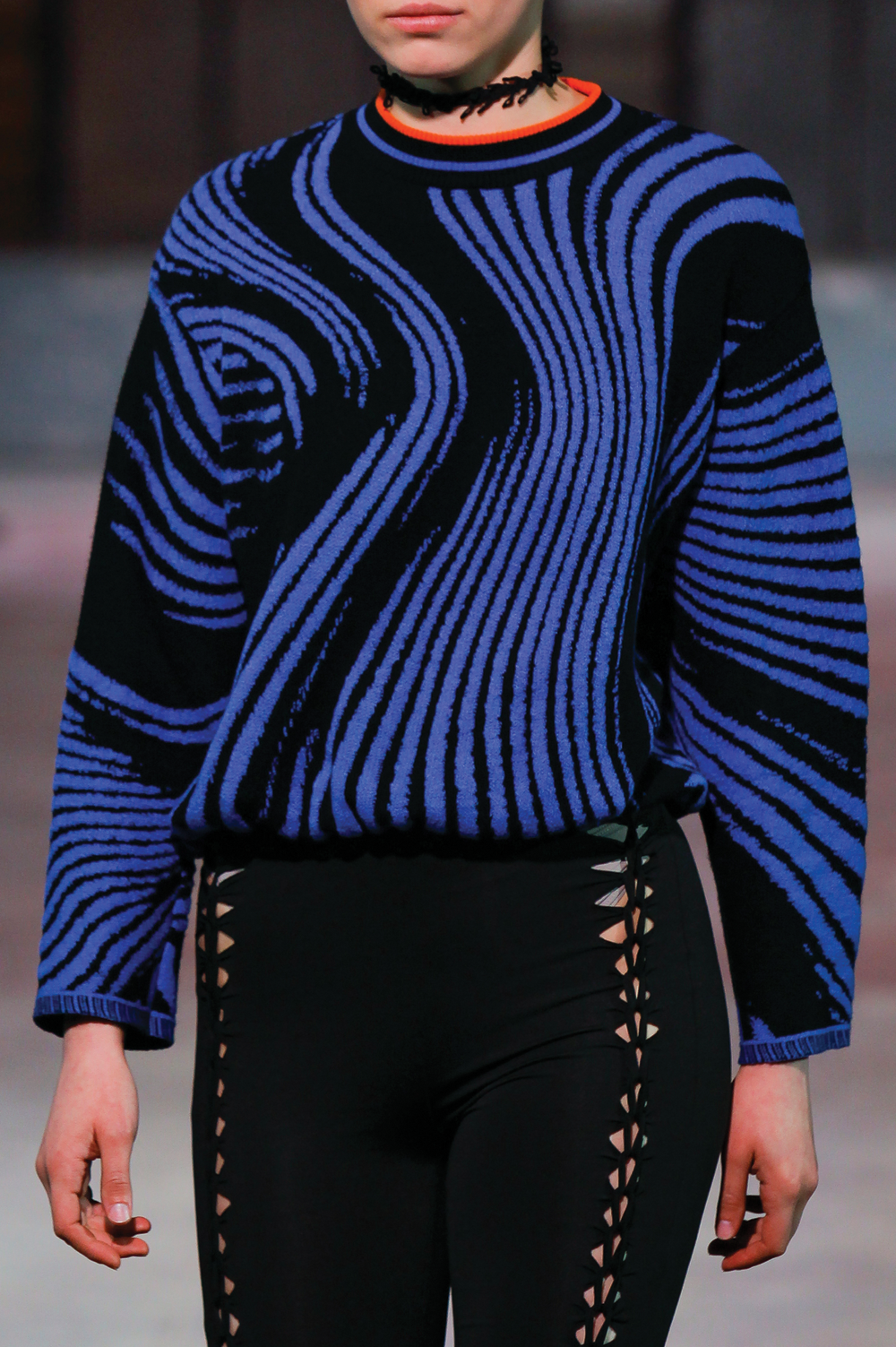Knitwear Jacquard sweater in black and blue image 0