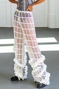 KNITWEAR CROCHET TROUSERS WITH RUFFLES image 0