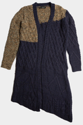 Assymetrix knit jacket with long sleeves in dark blue and brown image 0