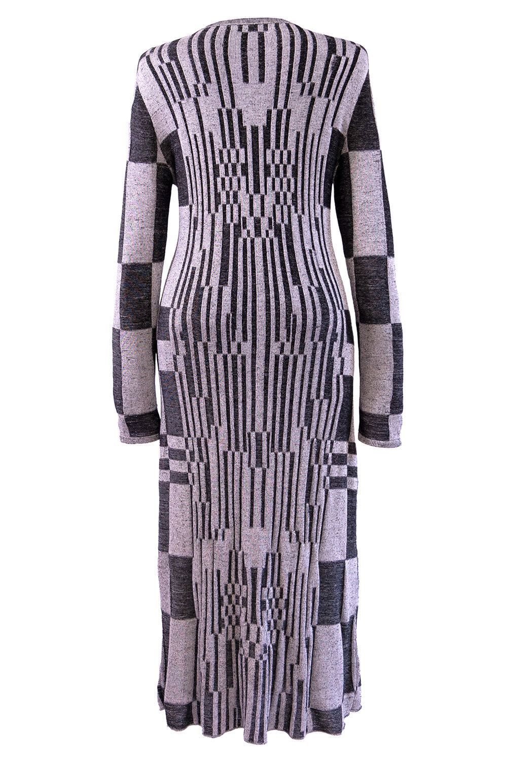 MOCK RIB MIDI DRESS IN BLACK AND GREY image 1