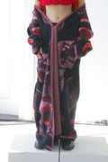 KNITWEAR JACQUARD LONG KIMONO IN BLACK, PINK AND RED image 0