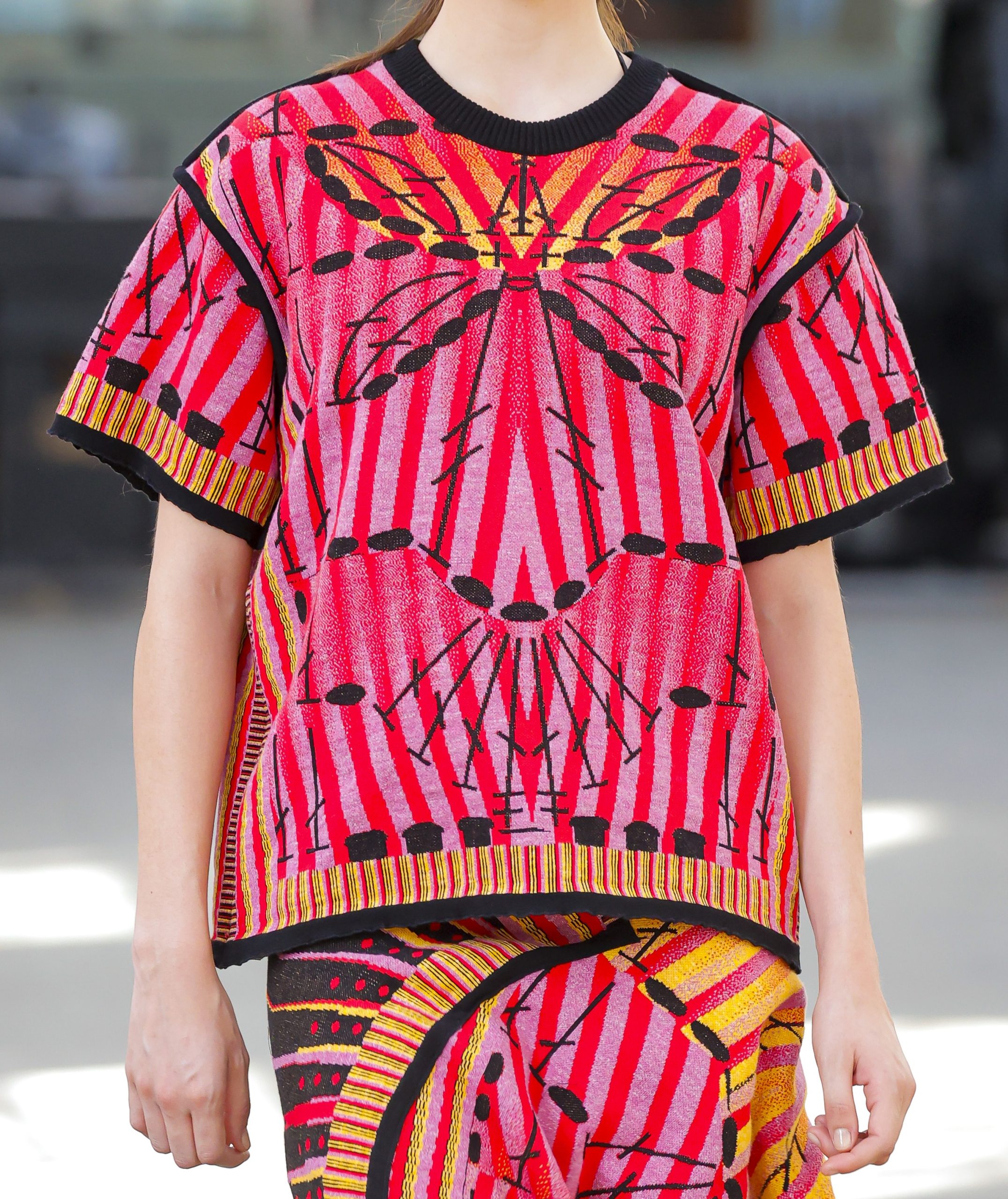 Knitwear Jacquard Butterfly Short Sleeve Sweater